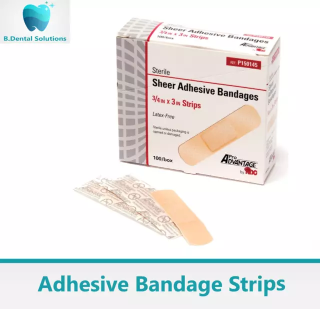 3/4" x 3" FABRIC ADHESIVE BANDAIDS FLEXIBLE BANDAGES BAND AID! Latex Free, 100Bx