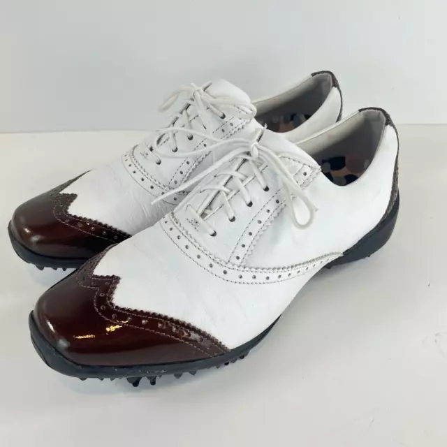 FootJoy LoPro Shoes Womens 7M Golf Collection 97014 White Copper Leather