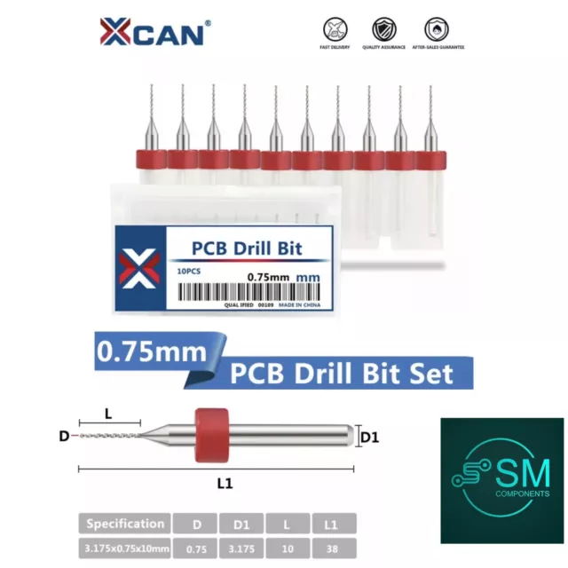 10Pcs 0.75mm PCB Print Circuit Board Tungsten Carbide Mini Micro Drill Bit Set