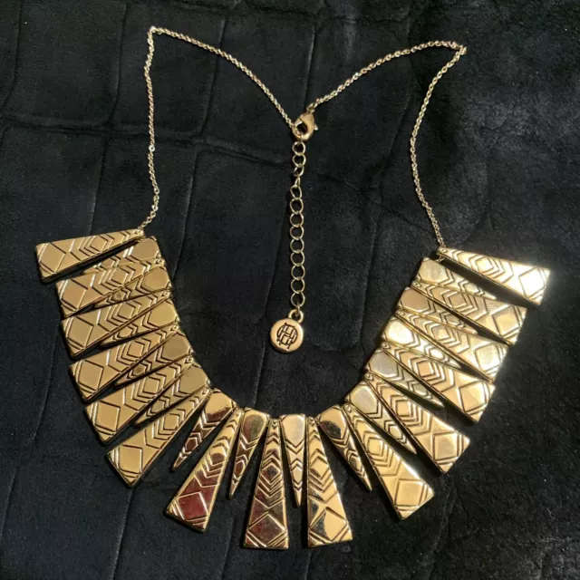 HOUSE of HARLOW 1960 Trapezio Necklace Gold/Silver Reversible NWOT & Earrings