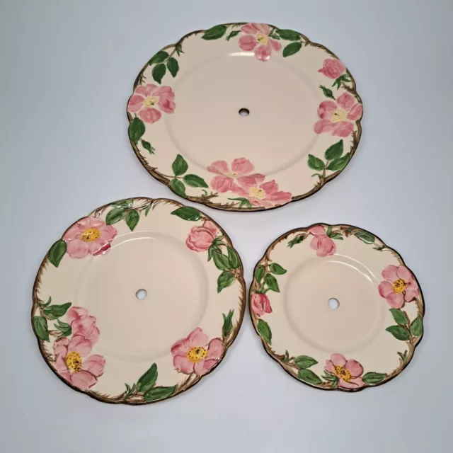 Vintage Franciscan Desert Rose 3 Tier Tidbit Dessert Tray Plates USA (NO Stand)