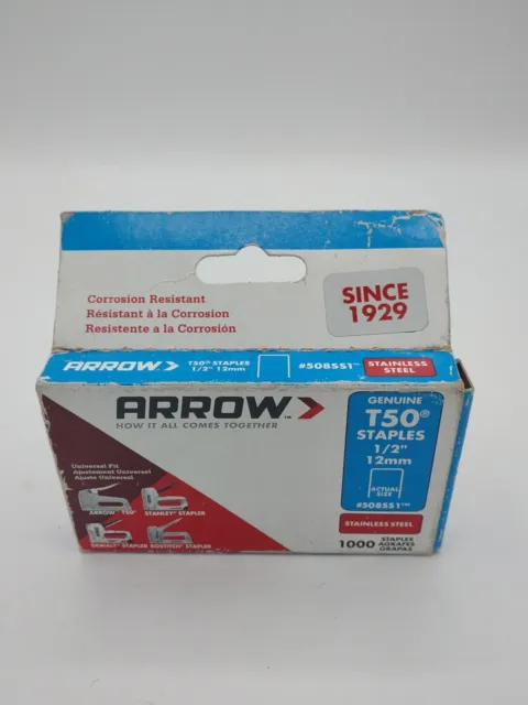 Arrow Fastener 508SS1 Genuine T50 1/2-Inch Stainless Staples