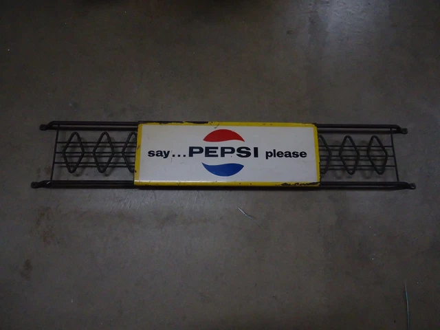 Vintage Pepsi Cola "SAY PEPSI PLEASE" Door Push 1965 Stout Sign Co. St. Louis Mo