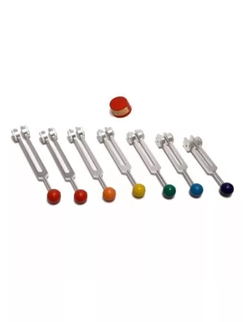 7 Chakras weighted Tuning forks with Color ball handles for healing Hot sale