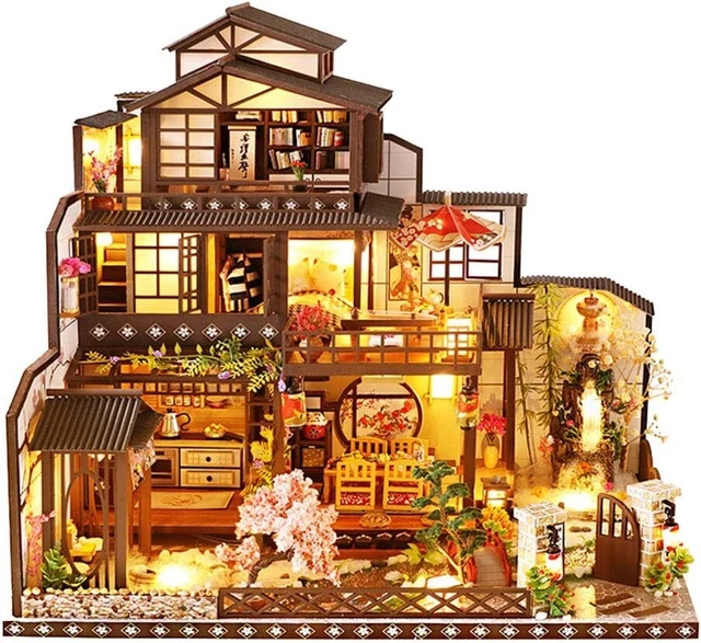 UPGRADE 3 LAYER Large Wooden JapaneseStyle Villa DIY Miniature