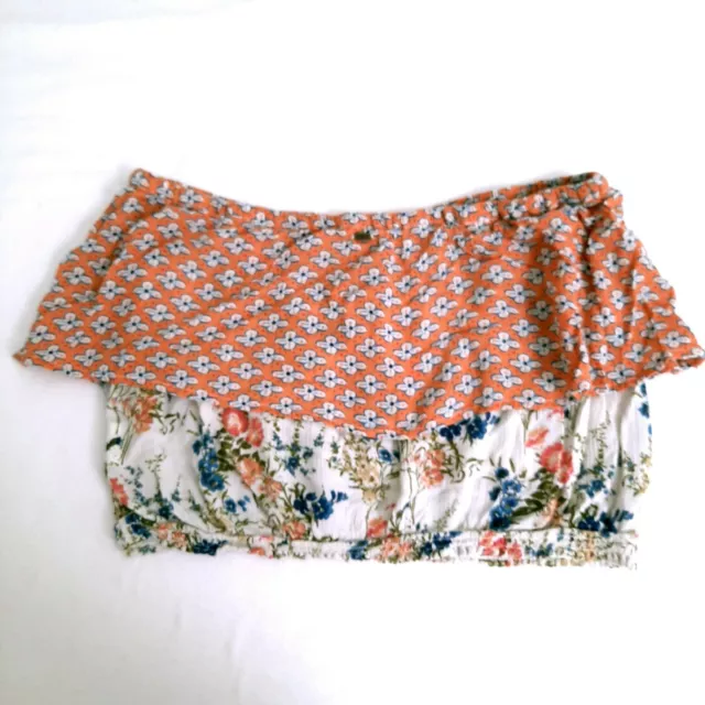 Oneill Bandau Stretch/Tube Top Two Tone Floral BEACH SUNBATHING Juniors Size Lg