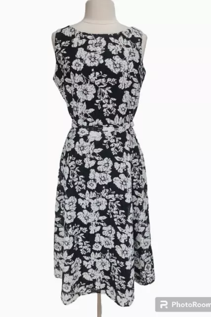 PERCEPTIONS New York Women Size L Mini Fit & Flare Dress Floral Lace Black  296P