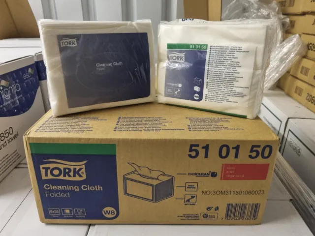 Tork 510150 W8 Cleaning Cloths - White 8 x 55 cloths