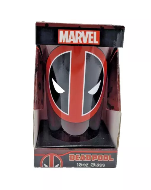 Marvel Comics Deadpool Face Symbol Red Ombre 16OZ Pint Collectible Glass 3