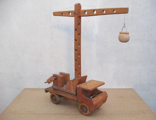 Grue Géante En Bois Dejou - 98 Cm De Haut - Jouet Français Vintage
