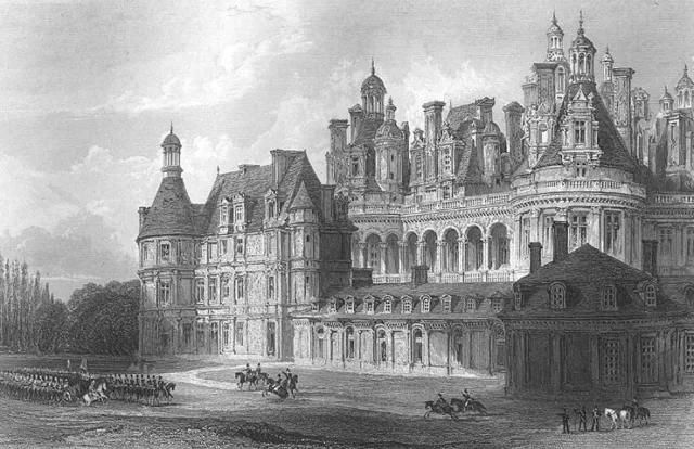 Blois  CHATEAU DE CHAMBORD ~ 1865 Renaissance Architecture Print Engraving RARE!