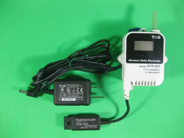 T & D RTR-505 Wireless Data Recorder w/ TCM 3010 Thermocouple & RTR-05A1/A2 Used