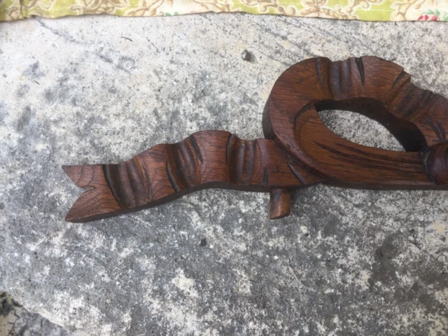 ANCIEN FRONTON EN BOIS SCULPTÉ « NOEUD » XIX Ème NAPOLEON III / SHABBY CHIC RARE 10