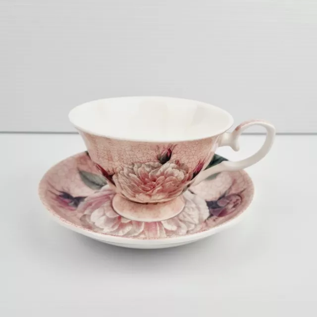 Heritage Stoke on Trent Fine Bone China Tea Cup & Saucer Set Flower Rose