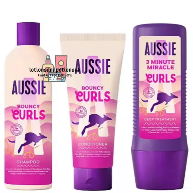 Aussie BOUNCY CURLS Shampoo, Conditioner & 3 Minute Miracle Deep Treatment