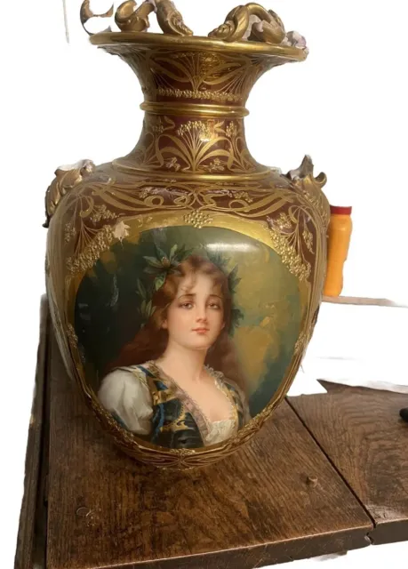 19th Century German Porcelain Romantic Period Jar Conrad Kiesel 1878 Miessen?