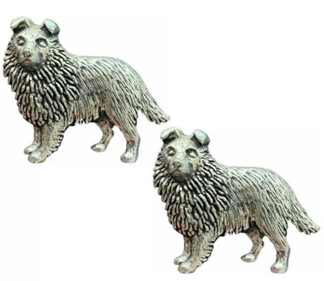 2 x Sheltie Dog Handcrafted From English Pewter Pin Badges TSB-D10