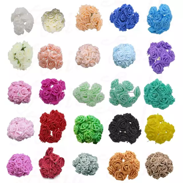 10,40,100pcs 8cm Artificial Flowers Foam Rose Fake Bride Bouquet Wedding