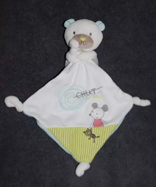 Doudou Ours Blanc Mouchoir POMMETTE Intermarché Souris Chut TTBE