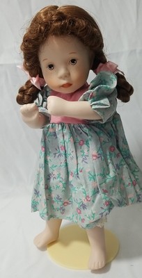Franklin Heirloom 9" Porcelain Doll "Red Hair Freckles" w/ Stand