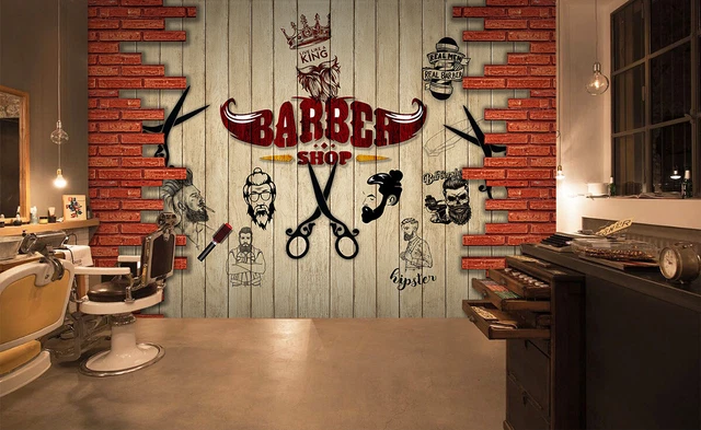 3D BLACK A424 Barber Shop Hair Cut Wallpaper Wall Mural Self-adhesive Vera 23 EUR 29,05
