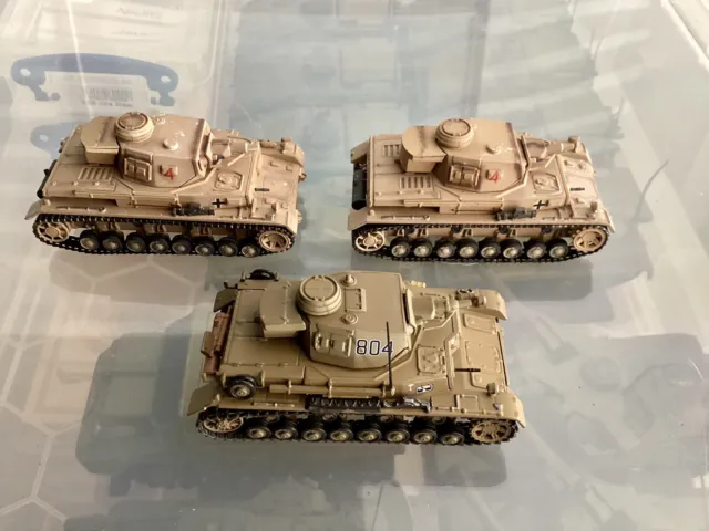 3 x 20mm Panzer IV German Tanks WW2 (Die Cast & Plastic)