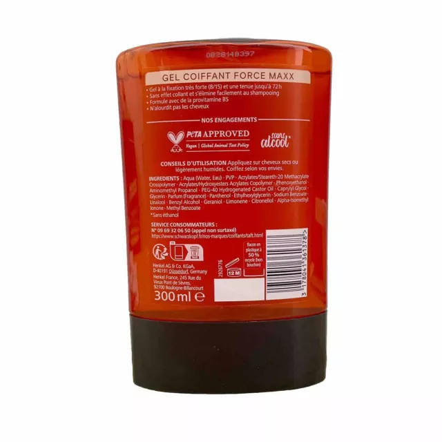 Schwarzkopf Taft Maxx Power Gel coiffant 300ML Provitamine B5 2