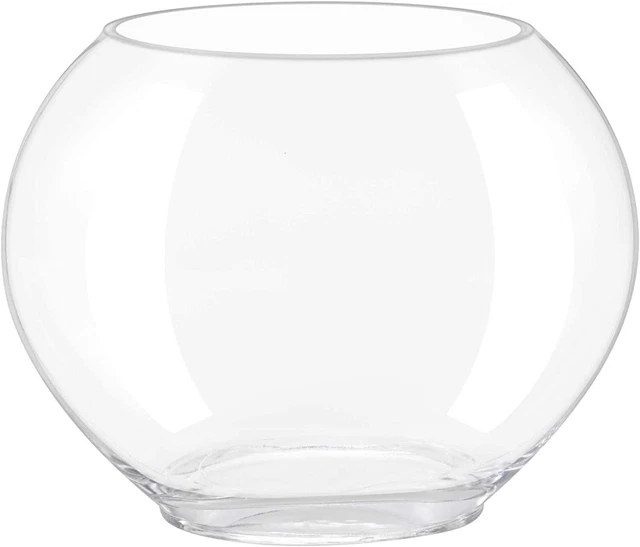 New Mini Glass Oblate Fish Bowl Kit Small Fish Tank Blue Aquarium Decor Stones 2
