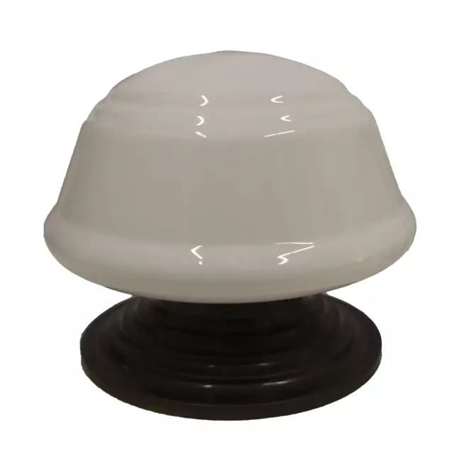 Semi-Flush Schoolhouse Light with Milk Glass Shade Bronze Finish Base