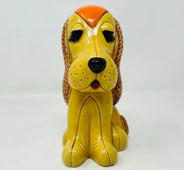 Vintage Japanese Lefton Basset Hound Yellow Orange Dog Piggy Bank Ceramic 6"