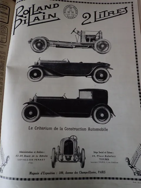 ROLLAND PILAIN automobile publicité papier ILLUSTRATION AUTO 1924 col
