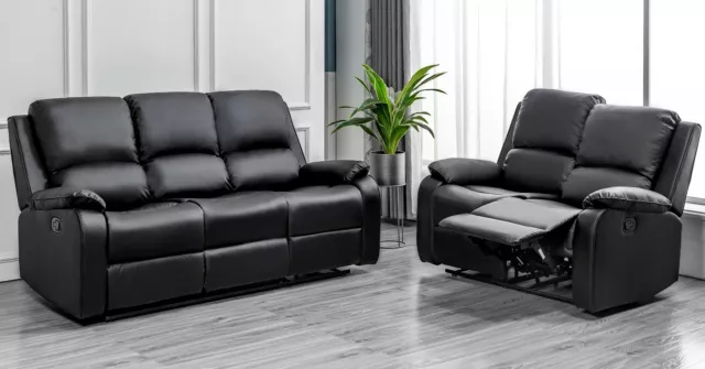 1/2/3 Seat Bounded Leather Recliner Sofa Set Lounge Living Room Furniture