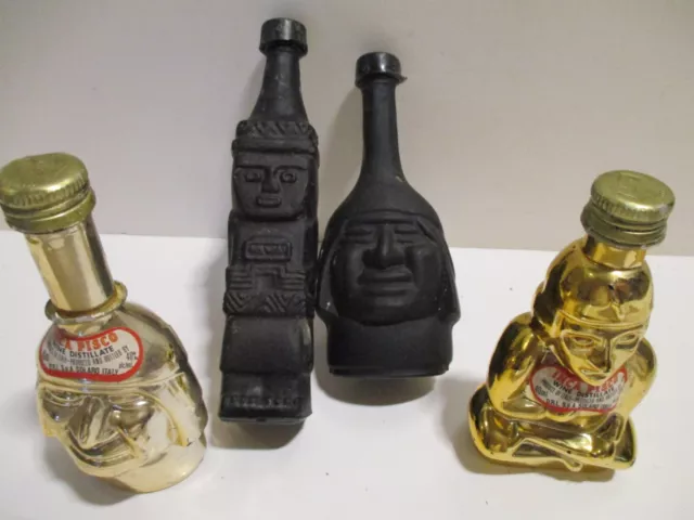 An Assortment Of 4 Inca Pisco Empty Miniature Liquor Bottles.
