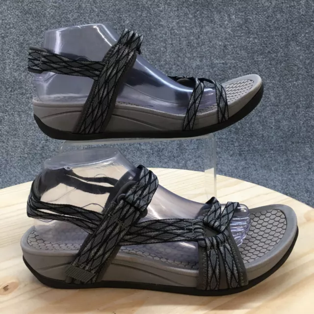 BARETRAPS SANDALS WOMENS 11 M Dandy Strappy Gray Faux Leather Hook