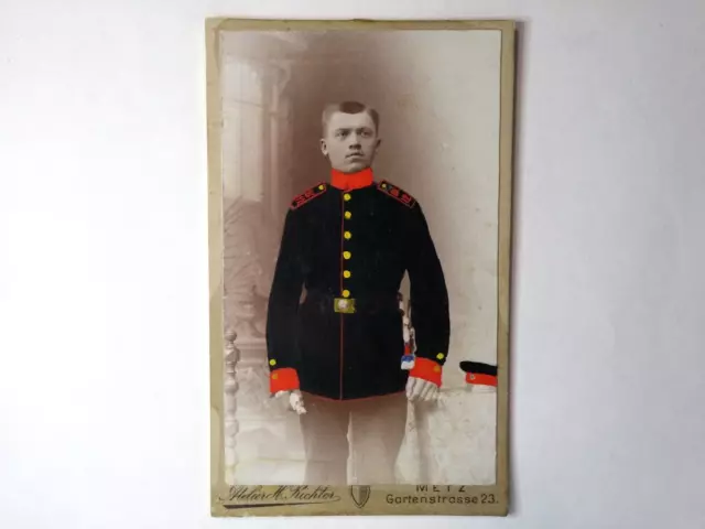 CDV Foto Card de Visit Soldat nachcoloriert seltenes Sammlerstück antik um 1900