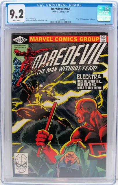 Daredevil #168 1st app & Origin of Elektra, Frank Miller 1st Work on Daredevil