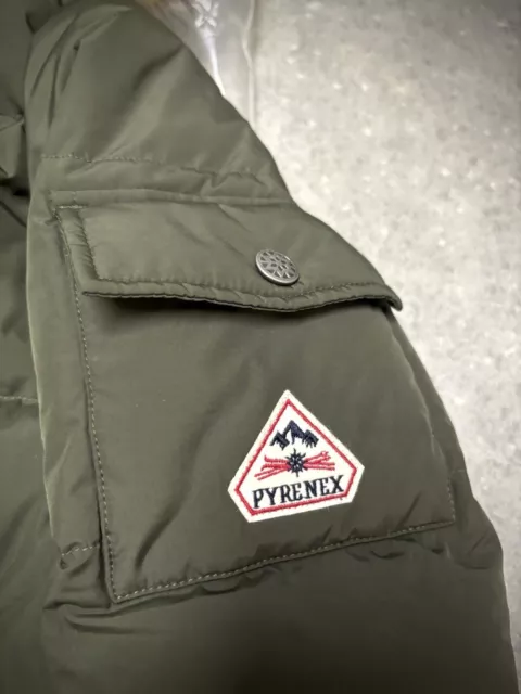 Giacca Pyrenex ragazzo/unisex età 16 verde imbottita in pelliccia sintetica finitura su cappuccio nuova 2