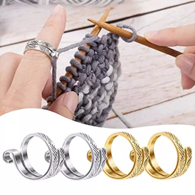 Thimble Finger Knitting Loop Crochet Ring Adjustable Yarn Guides Sewing Ring AU