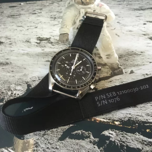 Spacepilot Nasa- Cinturino Adatto per OMEGA Speedmaster/MoonSwatch Nero Edition