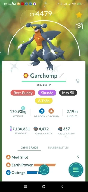 POKÉMON GO - Shiny Garchomp 3Moveset Maxed XL Level50 -Best PVP Master ...