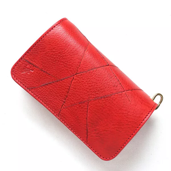 革蛸謹製 Trapezoidal middle wallet red scar face leather wallet japan handmade