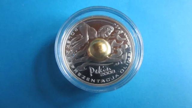 Poland Silver 10 Zloty 2008 Olympiad Beijing Pearl the Wisdom IN Pp Encapsulated