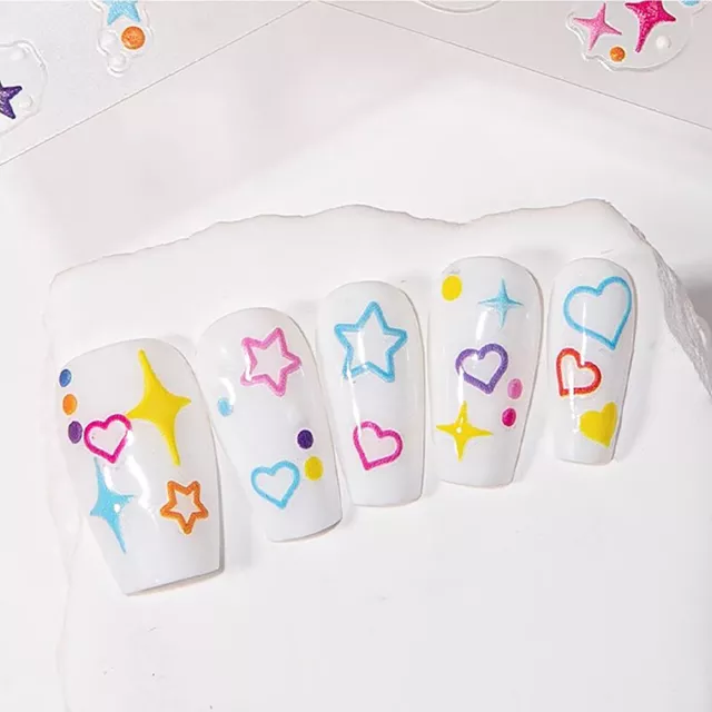 Nail Decals Embossed Star Self Adhesive 5d Hollow Love Star Nail Art Stickers