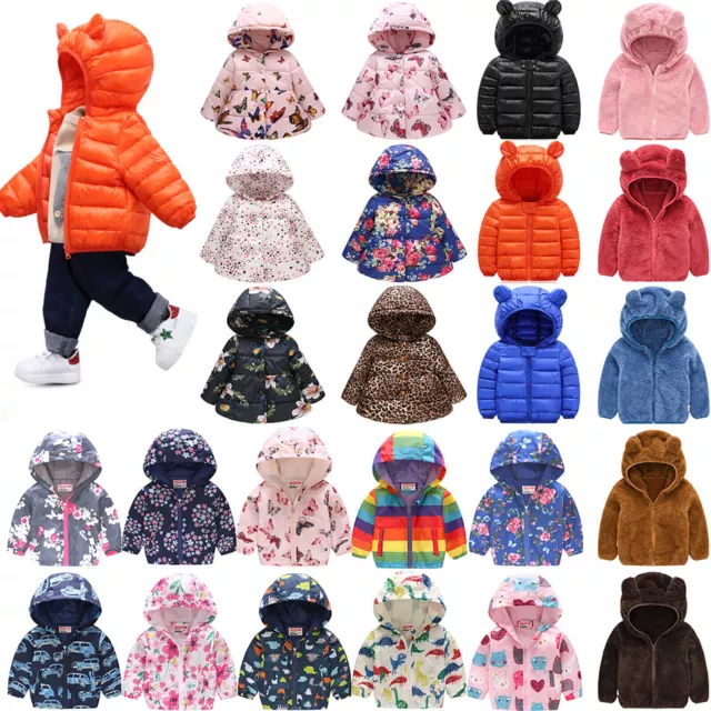 Toddler Hooded Jacket Children Baby Kids Boys Girls Warm Coats Outerwear Tops.