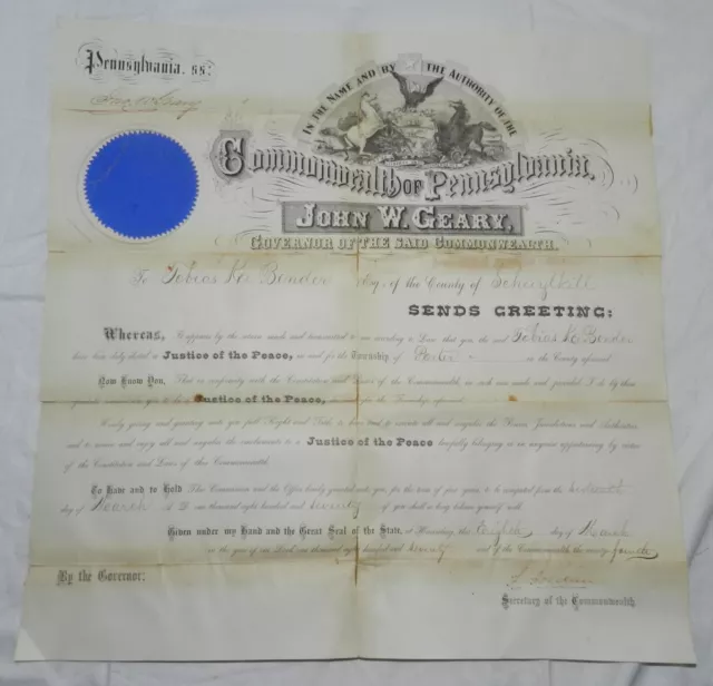 Lot of 6 Vintage 1800's Legal Papers from Pennsylvania