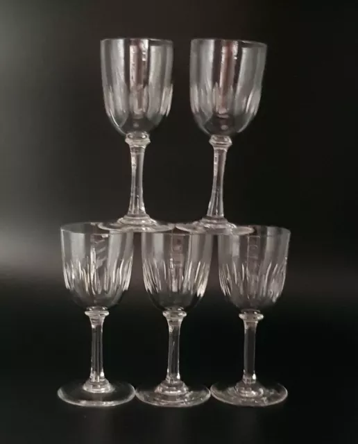 Five Early 19th Century Lens Cut Liqueur Glasses.  1820 - 1860