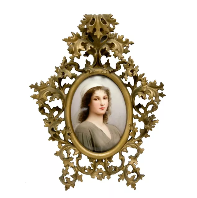 KPM Berlin Hand Painted Porcelain Portrait Plaque of Ruth in Frame 19th century