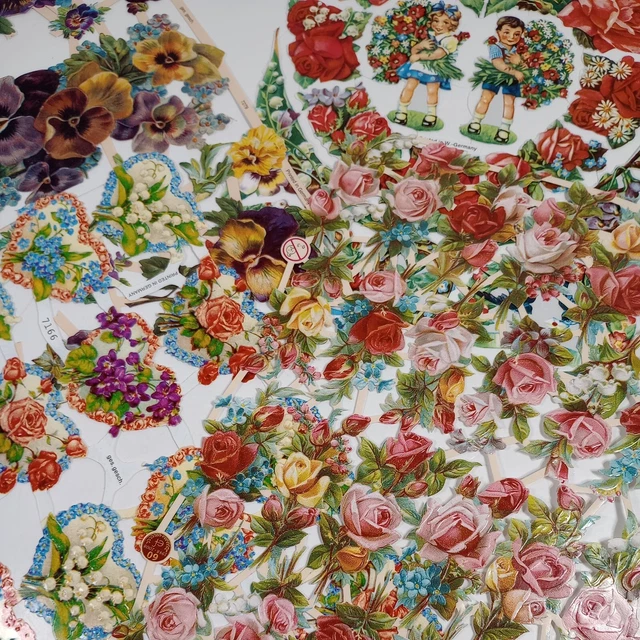 German Embossed Victorian Style Scrap Die Cut Lot of 4 b Junk Journal