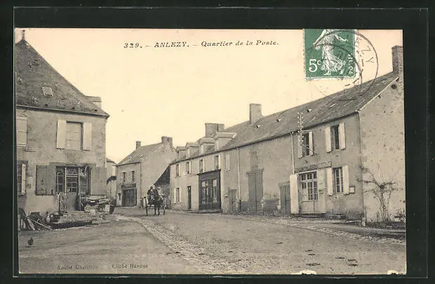 CPA Anlezy, Quartier de la Poste 1909