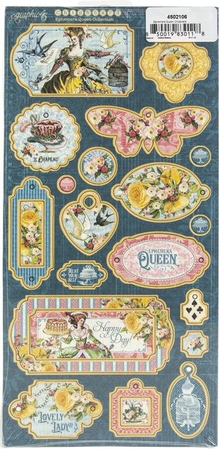 Paquete de 3 troquelados de aglomerado Ephemera Queen 6""X12"" hoja-G4502106